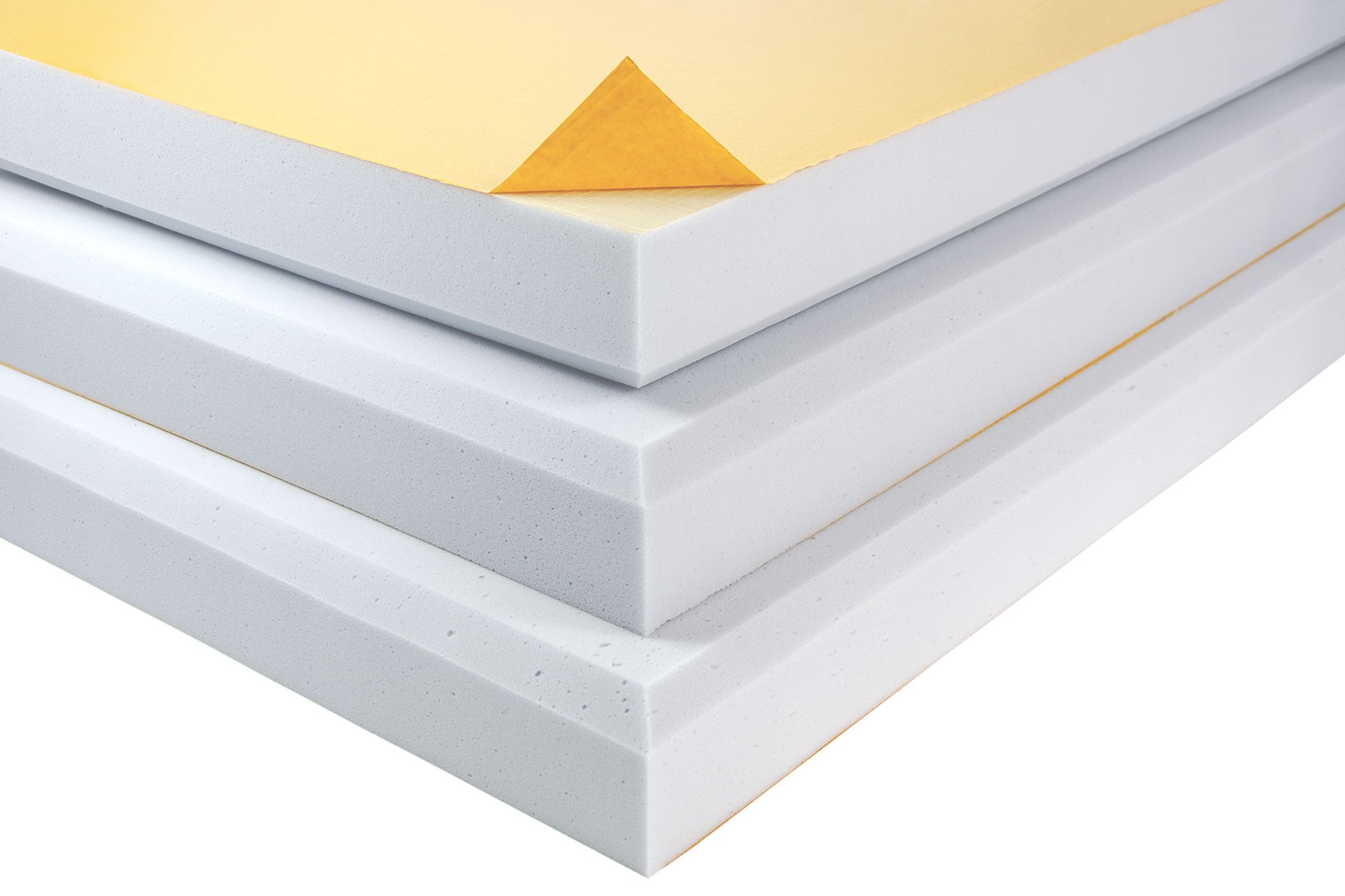 Gefaste Platten aus Melaminschaumstoff mit Selbstklebung
