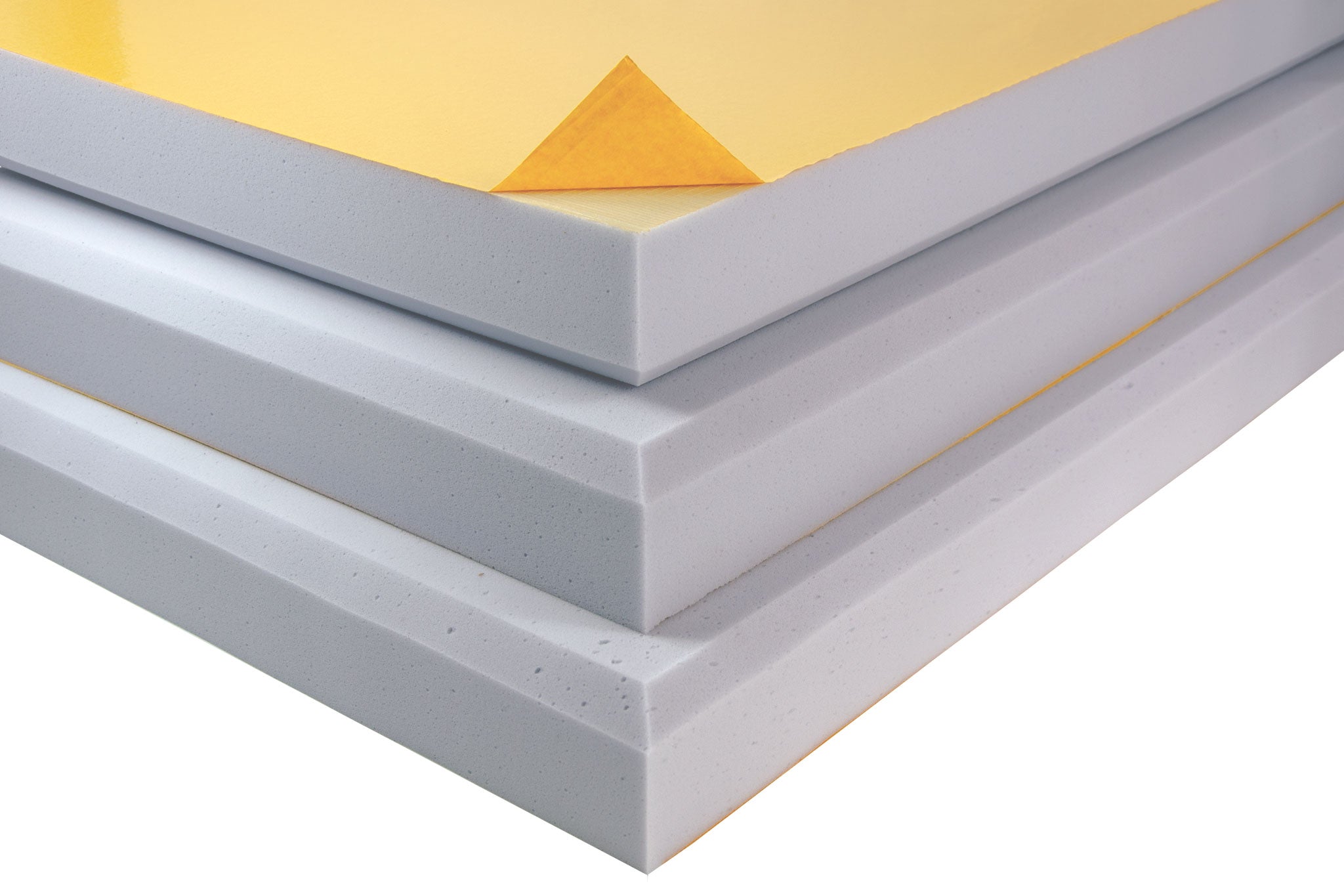 Gefaste Platten aus Melaminschaumstoff mit Selbstklebung in Grau