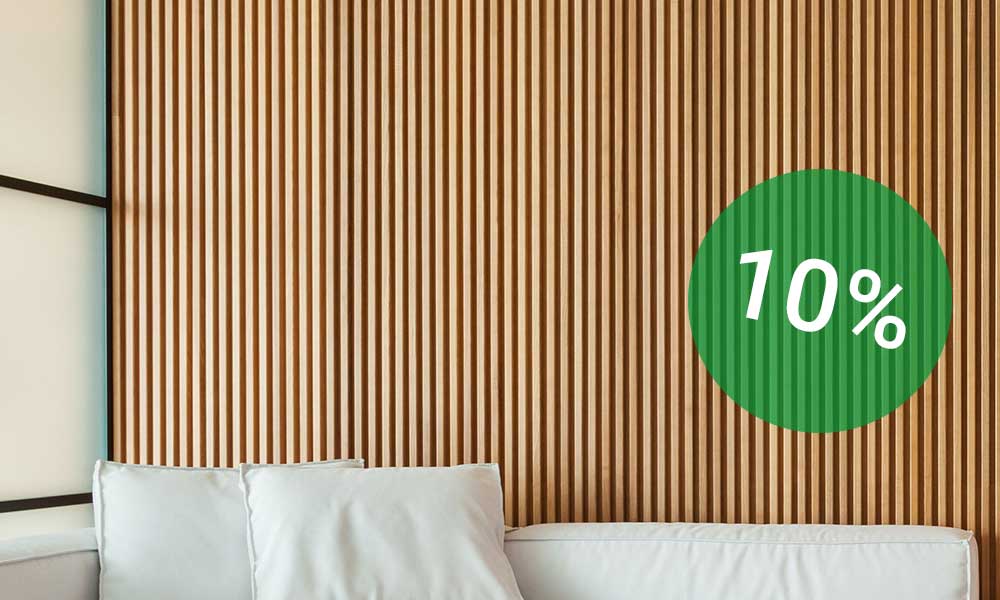 Wand eines Wohnzimmer mit Akustikpaneel