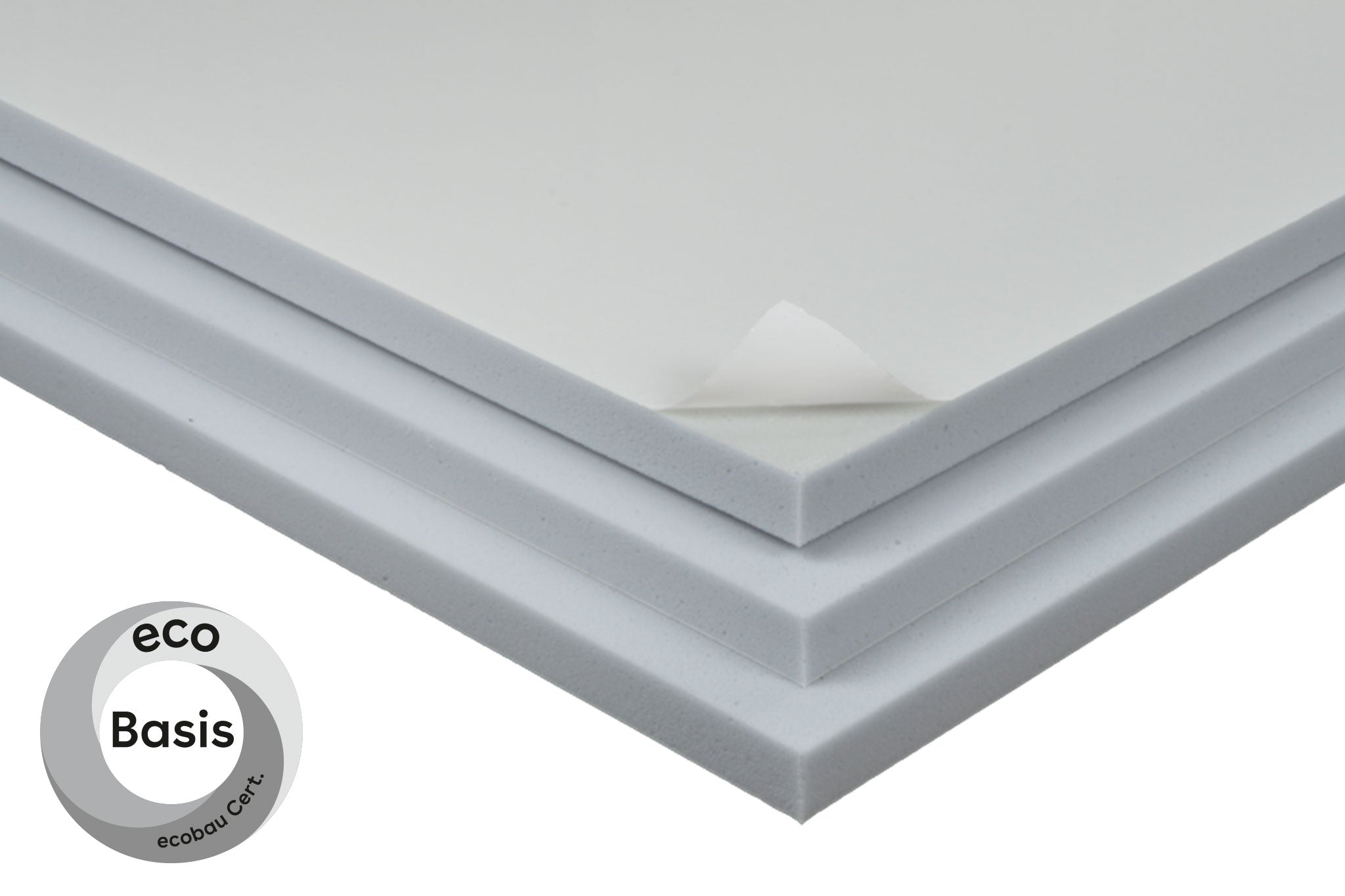 Weisse Melaminschaumstoffplatten mit ecobau Siegel