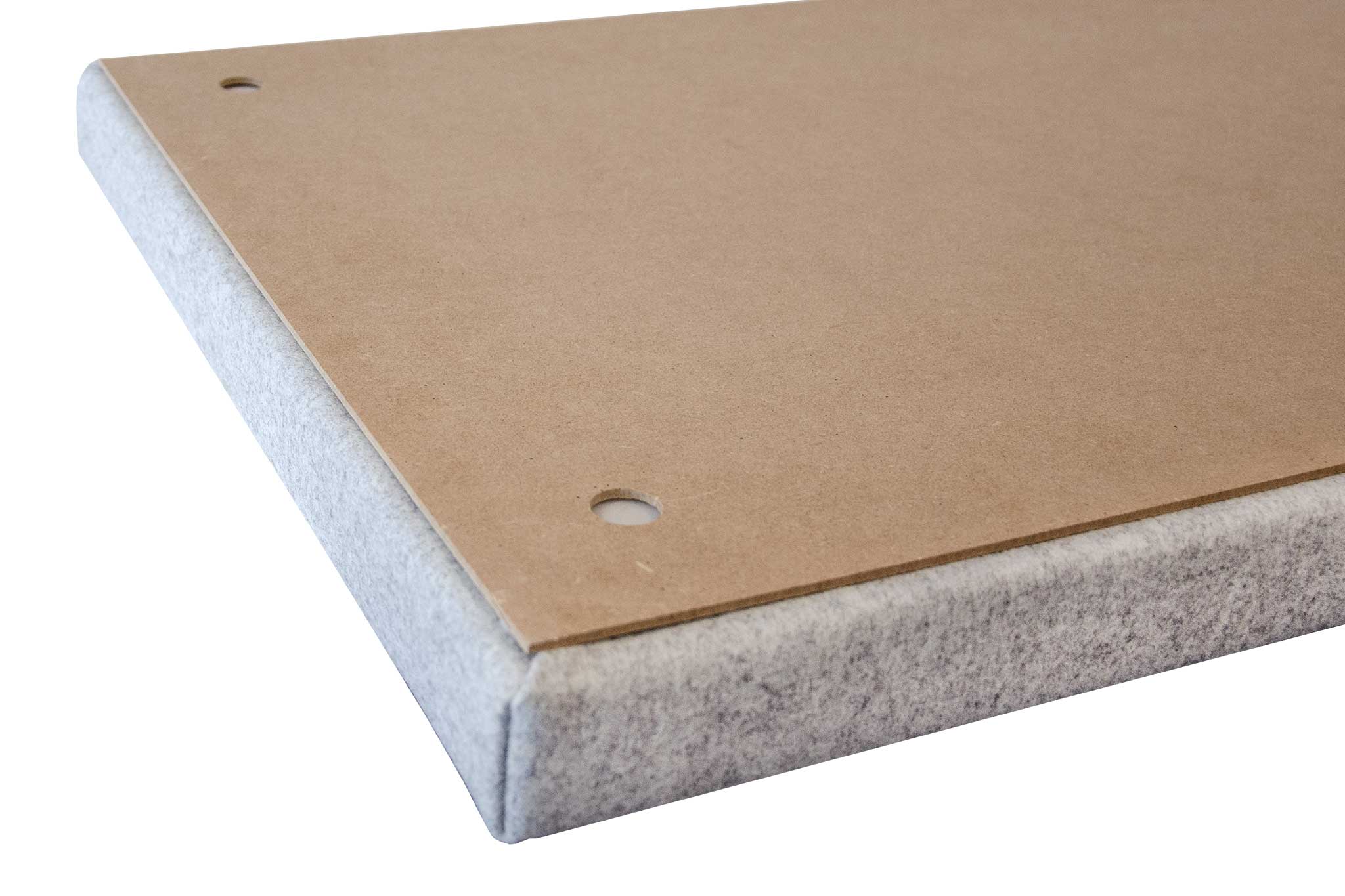 Rückseite eines Akustikpaneels mit MDF-Platte